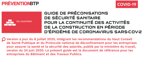 OPPBTP - Mise &agrave; jour des pr&eacute;conisations de s&eacute;curit&eacute; sanitaire
